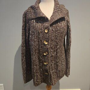 Penmans Women’s Cable Knit Button-Front Cardigan | Size Large | Brown